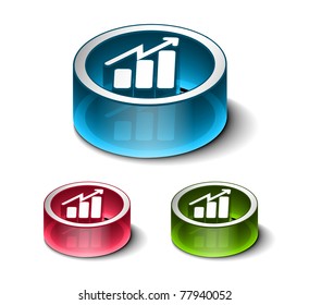 3d vector glossy business graph web icon design element.