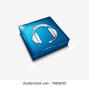 3d vector glossy headphone web icon design element.