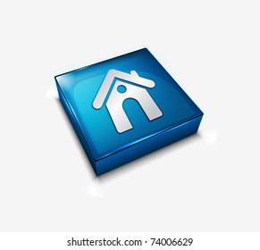 3d vector glossy home web icon design element.