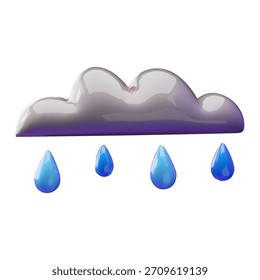 Nuvem de chuva minimalista brilhante 3D com chuva