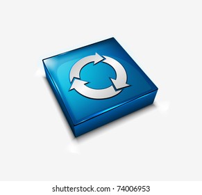 3d vector glossy recycle web icon design element.