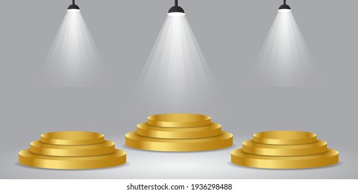 3D Vector Gold Podium with lamps