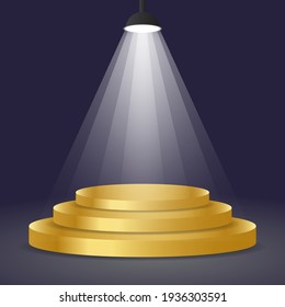3D Vector Gold Podium noche azul con lámpara