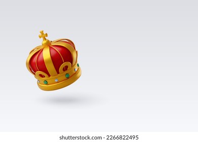 3d Vector Golden Royal Crown, Monarchy Royality Luxury mittelalterliche Dekoration. EPS10 Vektor.