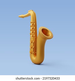 3d Vector Saxofón Dorado, concepto de música e instrumento, Eps 10 Vector.