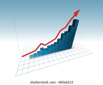 3d vector graph symbolizing growth progress