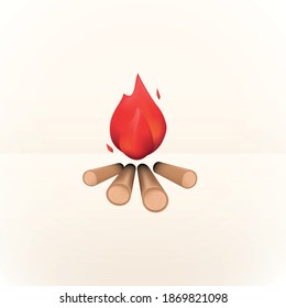 3D vector graphic of bonfire on camping illustration