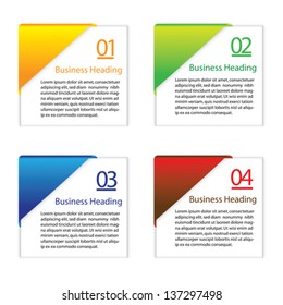 3D vector graphic illustration of colorful blank or empty paper info cards(slips) for displaying messages and other information
