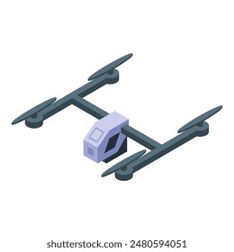 3d vector graphic of an isometric drone equipped with a camera, in a minimalistic design