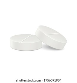 3d vector graphic. Two pills isolated on white background.