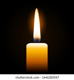 3d vector graphics. Fire candles isolated on a dark background.