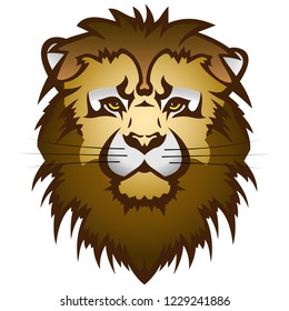 3D vector graphics. Lion head isolated on white background.