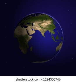 3D vector graphics. Planet earth isolated on a dark background.
