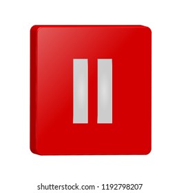 3D vector graphics. Red button isolated on white background.