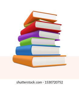 3D vector graphics. Stack of books isolated on white background