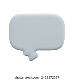 3d vector gray spark rectangle bubble icon. Isolated on white background. 3d social media communication concept. Cartoon minimal style. 3d gray chat icon vector render illustration.