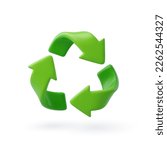 3d Vector Green Arrows Recycle, Earth Day, Environment day, Ecology concept. Eps 10 Vector.
