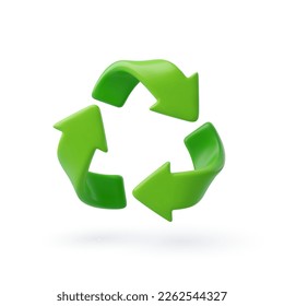 3d Vector Green Arrows Recycle, Earth Day, Environment day, Ecology concept. Eps 10 Vector. - Shutterstock ID 2262544327