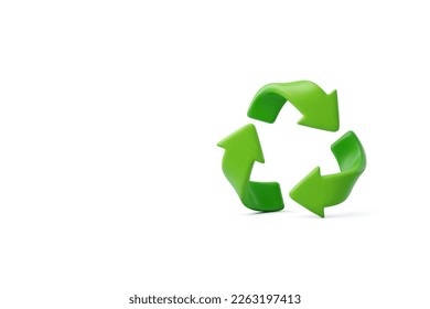 3d Vector Green Arrows Recycle, Earth Day, Environment day, Ecology concept. Eps 10 Vector.