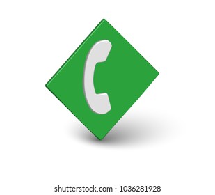 3D vector green background phone icon