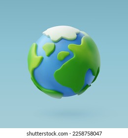 3d Vector Green Planet Earth, Earth Day, Environment day, Ecology concept. Eps 10 Vector.