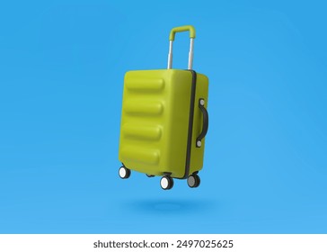 3d Vector Green Koffer, Sommerurlaub, Zeit zu reisen Konzept. EPS 10 Vektor.
