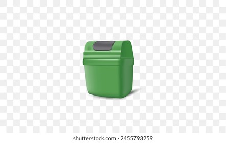 3d Vector Green Trash bin or basket in transparent background ,Eps 10 Vector.