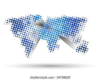 3d vector halftone Dotted World Map
