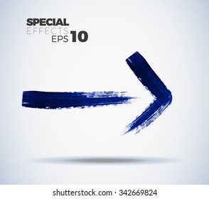 3D vector hand-painted brush stroke arrow. Eps 10 brush for your design. Watercolor or oil brush.