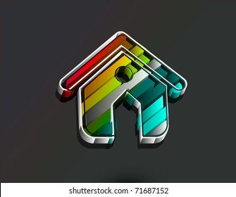 3d vector home icon design with isolated on black.