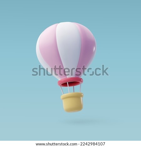 3d Vector Hot Air Balloon, Anniversary, Valentine's Day Concept. Eps 10 Vector.