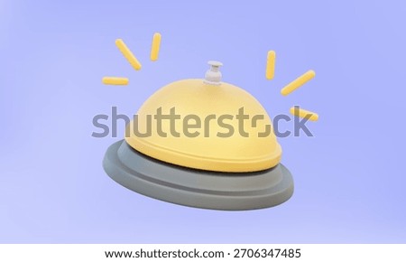 3D vector Hotel reception bell icon floating on pastel background. Press ding alarm assistance button concept. Minimal cartoon style. Eps 10 vector. 3d rendering illustration design