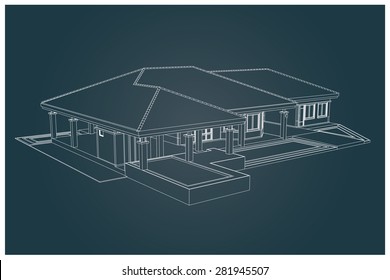3D vector of house with on background