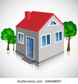 3d vector house with reflection