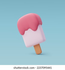 3d Vector Ice Cream stick, Summer holiday, Time to travel concept. Eps 10 Vector.