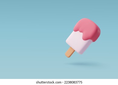 3d Vector Ice Cream stick, Summer holiday, Time to travel concept. Eps 10 Vector.