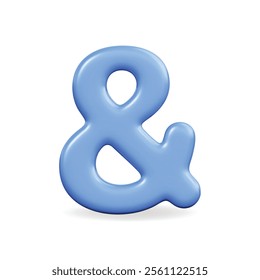 3d vector icon of a blue ampersand symbol, modern and colorful design representing creativity and connection