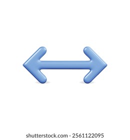 3d vector icon of a blue arrow pointing left and right, representing direction and navigation