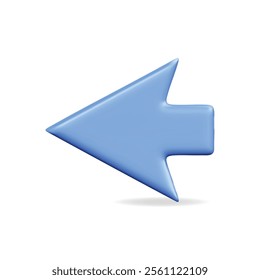 3d vector icon of a blue arrow pointing left, symbolizing direction and navigation within designs