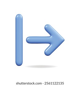 3d vector icon of a blue arrow and line, symbolizing direction and movement in a modern design