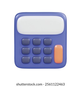 3d vector icon of a blue calculator, featuring a sleek design ideal for education and finance