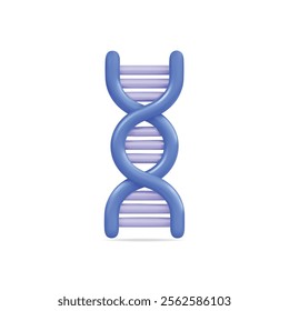 3d vector icon of a blue DNA helix, representing genetics and molecular biology in a modern style