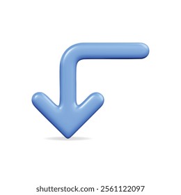 3d vector icon of a blue downward arrow, a sleek design to indicate direction and movement