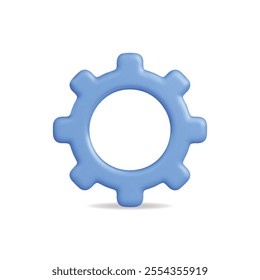 3d vector icon of a blue gear symbol, representing settings and adjustments