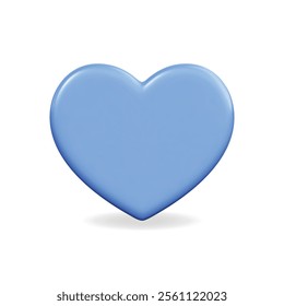 3d vector icon of a blue heart symbol, representing love and affection in a modern design