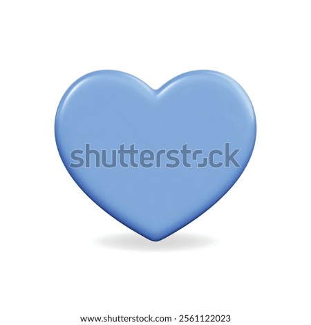 3d vector icon of a blue heart symbol, representing love and affection in a modern design