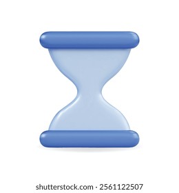 3d vector icon of a blue hourglass, symbolizes time and balance, modern design with smooth contours