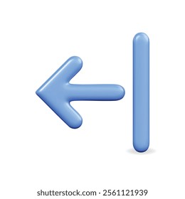 3d vector icon of a blue left arrow symbol indicating direction and navigation in a modern design