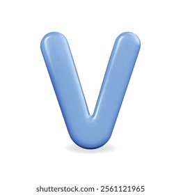 3d vector icon of a blue letter V, modern style with smooth curves, ideal for branding and design