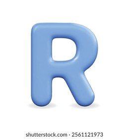 3D vector icon of a blue letter R, modern design suitable for branding and educational themes